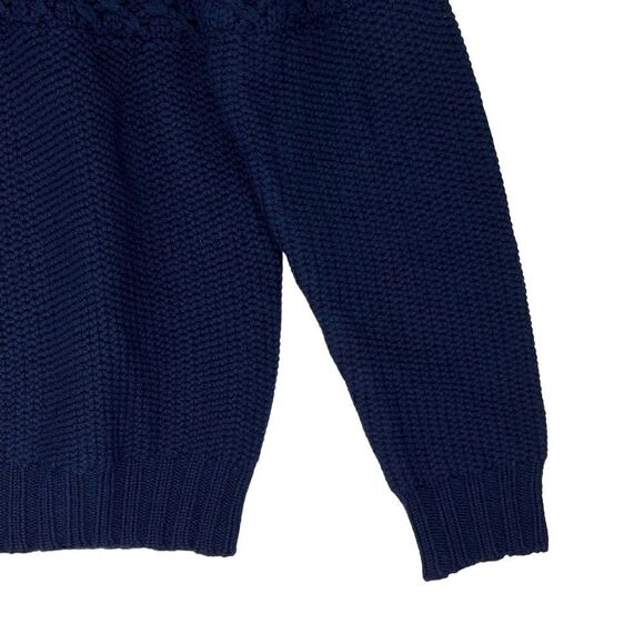 New Dylan Gray Men Navy Merino Wool Sweater Cabled Yoke Pullover US L - Picture 8 of 11